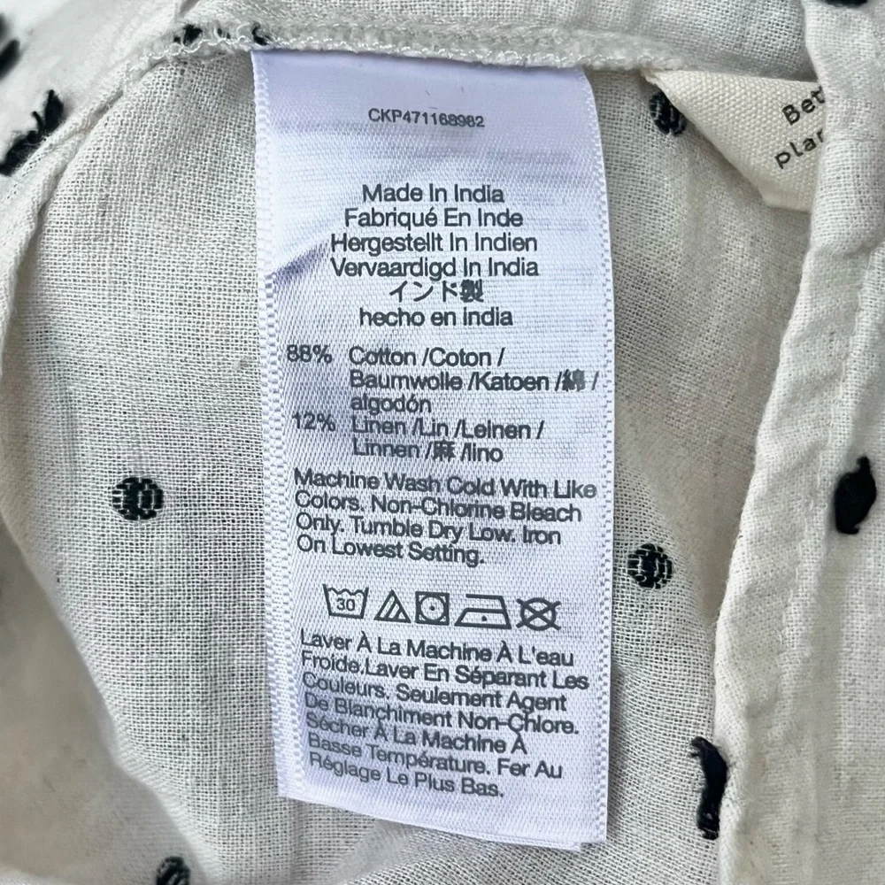 Madewell Stitch Detail with Puff Sleeve and Open Back Tie Blouse
